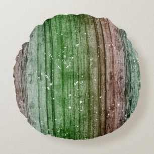Cojín Redondo Navidades Retro Rojo Verde Textura de madera Rusti