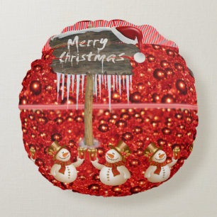 Cojín Redondo Navidades rodean a Pillow, Feliz Navidad