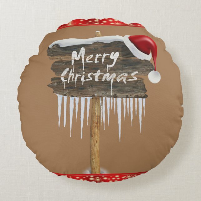 Cojín Redondo Navidades rodean a Pillow, Feliz Navidad (Anverso)