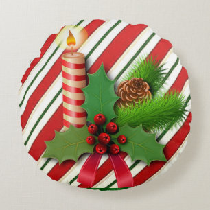 Cojín Redondo Navidades rodean a Pillow, Navidades a la vela