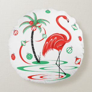 Cojín Redondo Navidades rojos Flamingo Baubles