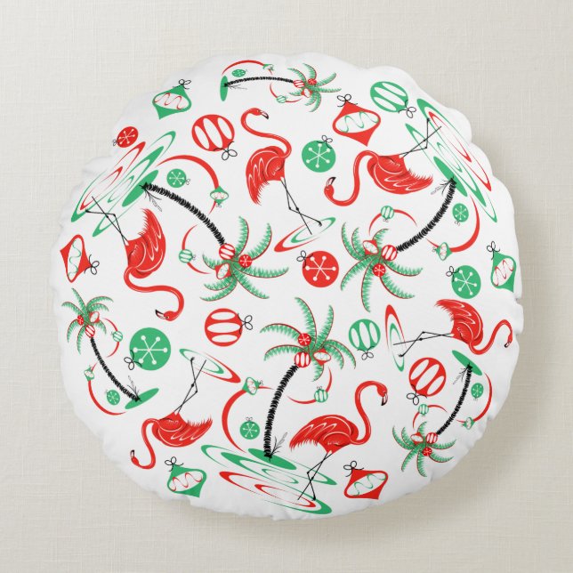 Cojín Redondo Navidades rojos Flamingo Multi (Anverso)