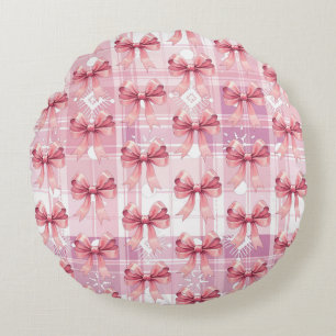 Cojín Redondo Navidades rosas roban coqueta con copas de nieve