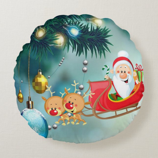 Cojín Redondo Navidades Round Pillow, Santa (Anverso)