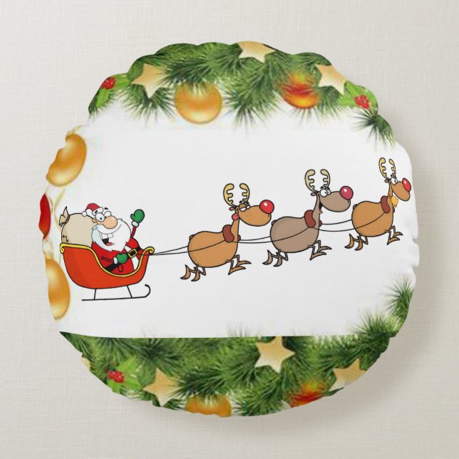 Cojín Redondo Navidades Round Pillow, Santa (Anverso)