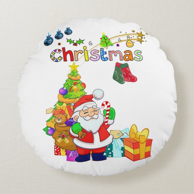 Cojín Redondo Navidades Round Pillow, Santa (Anverso)