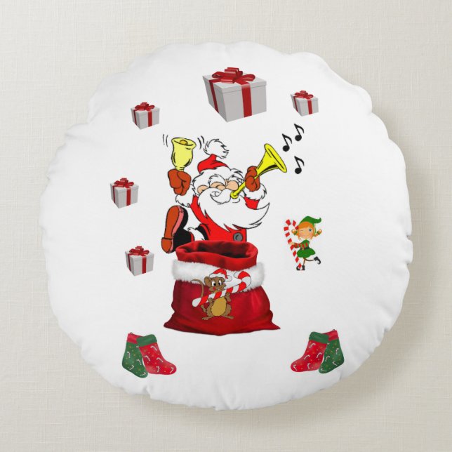 Cojín Redondo Navidades Round Pillow, Santa (Anverso)