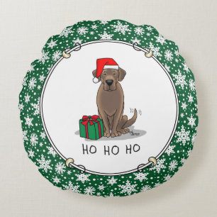 Cojín Redondo Navidades Santa Chocolate Labrador Retriever Cute