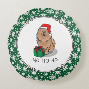 Cojín Redondo Navidades Santa Chow Chow Dog (canela) Cute