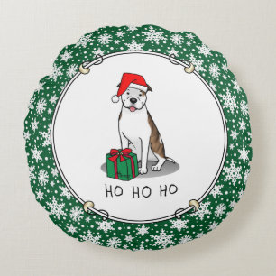 Cojín Redondo Navidades Santa Pit Bull (izquierda romano le whit
