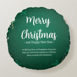 Cojín Redondo Navidades simples verdes y blancos Día mejor (16")