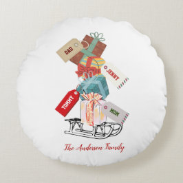 Cojín Redondo Navidades Snow Sled Presente Talla Blanca Roja Kaw