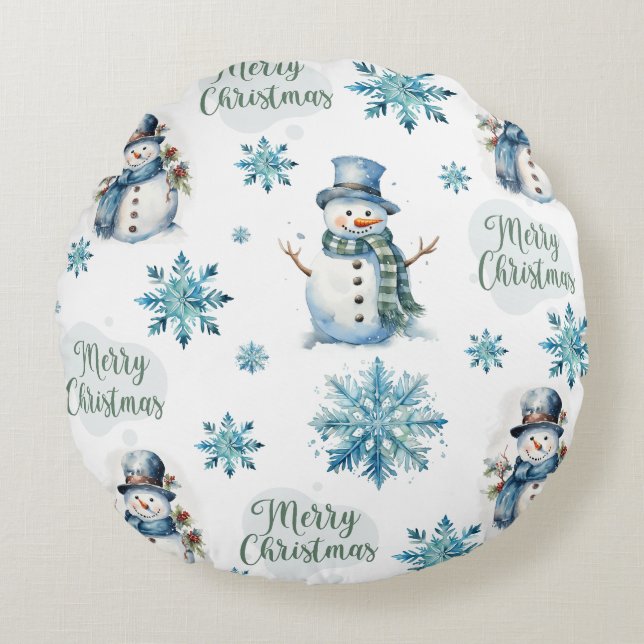 Cojín Redondo Navidades Snowman (Anverso)