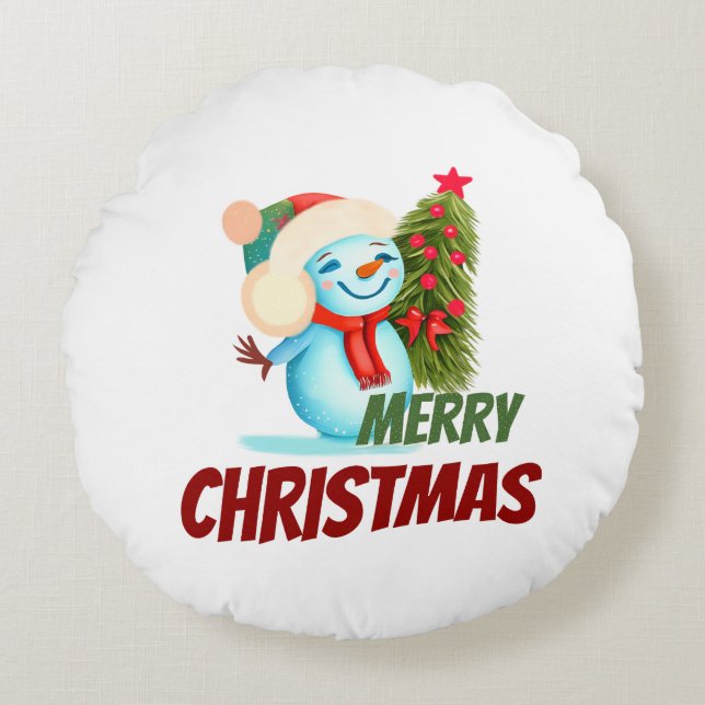 Cojín Redondo Navidades snowman (Anverso)