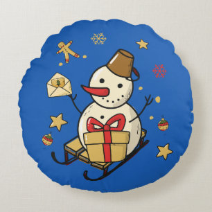 Cojín Redondo Navidades Snowman