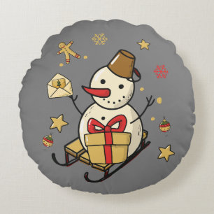 Cojín Redondo Navidades Snowman