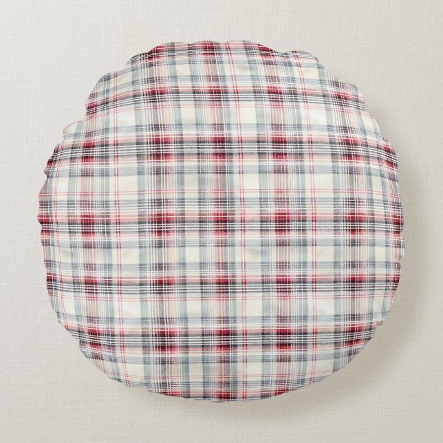 Cojín Redondo Navidades Tartán Floral Design Series #24 (Anverso)