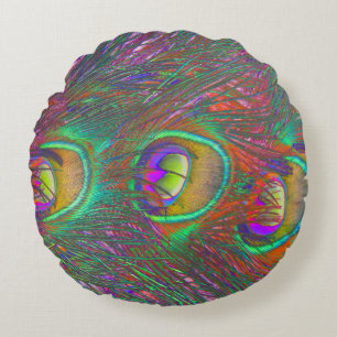 Cojín Redondo Navidades Tinsel Peacock Feathers