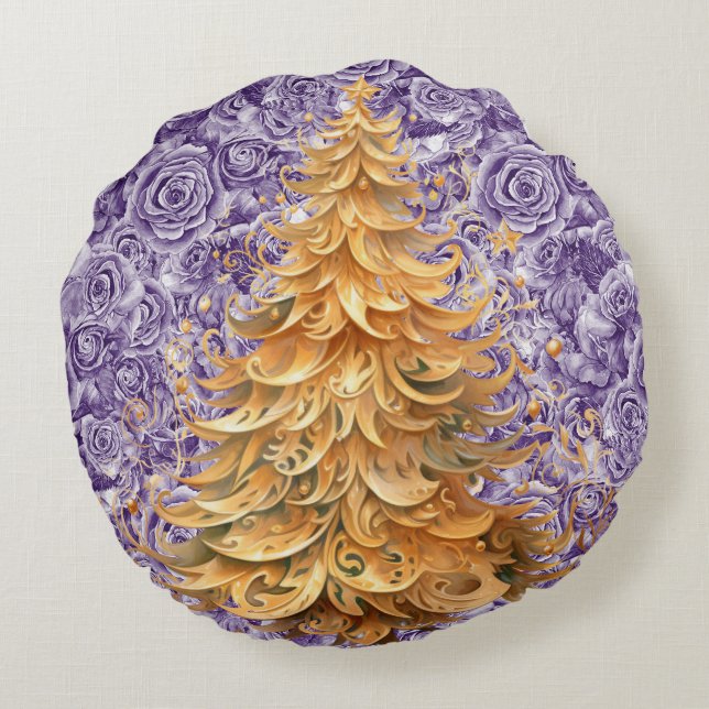 Cojín Redondo Navidades tropicales audaces en Rosas redondeados  (Reverso)