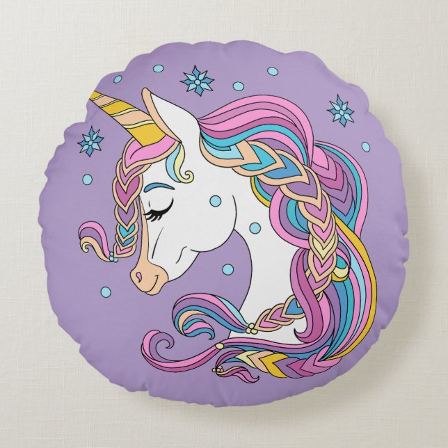 Cojín Redondo Navidades unicornio (Anverso)