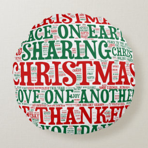 Cojín Redondo Navidades Word Art Cloud 1-ROUND PILLOW
