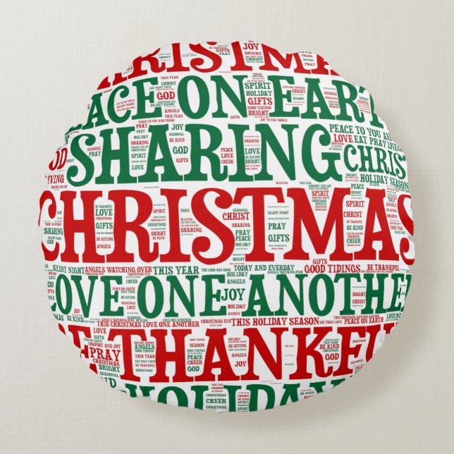 Cojín Redondo Navidades Word Art Cloud 1-ROUND PILLOW (Anverso)