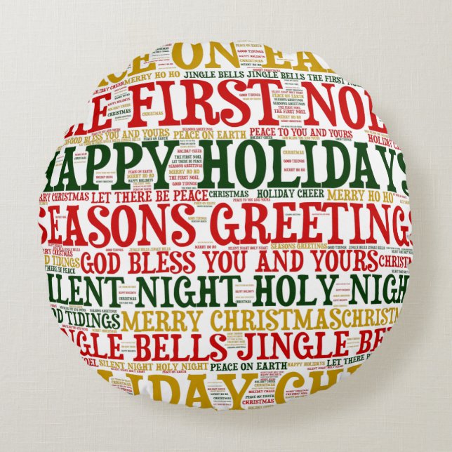 Cojín Redondo Navidades Word Art Cloud 2-ROUND PILLOW (Anverso)