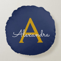 Navy Blue Gold Modern Script Girly Monograma Nombr