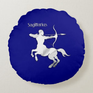 Cojín Redondo Navy Blue Sagittarius Zodiac