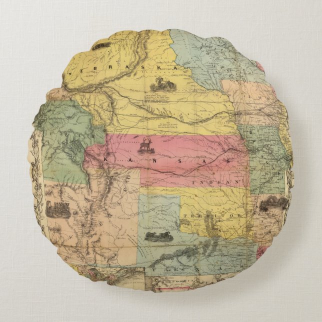 Cojín Redondo Nebraska y Kansas 2 (Anverso)