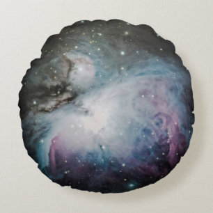 Cojín Redondo Nébula azul, gris y violeta