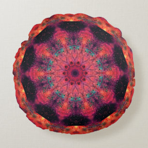 Cojín Redondo Nebulosa espacial Mandala