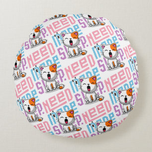 Cojín Redondo Necesita más sueño   Divertida expresión de bostez