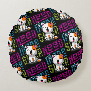 Cojín Redondo Necesita más sueño   Divertida expresión de bostez