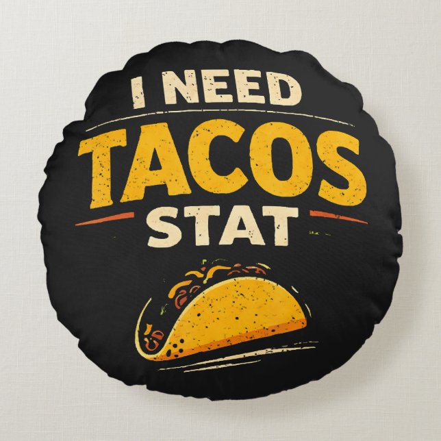 Cojín Redondo Necesito Tacos Ya (Anverso)
