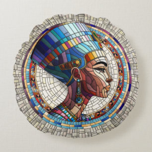 Cojín Redondo Nefertiti egipcio - Arte Mosaico