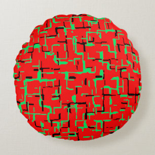 Cojín Redondo Negro verde rojo
