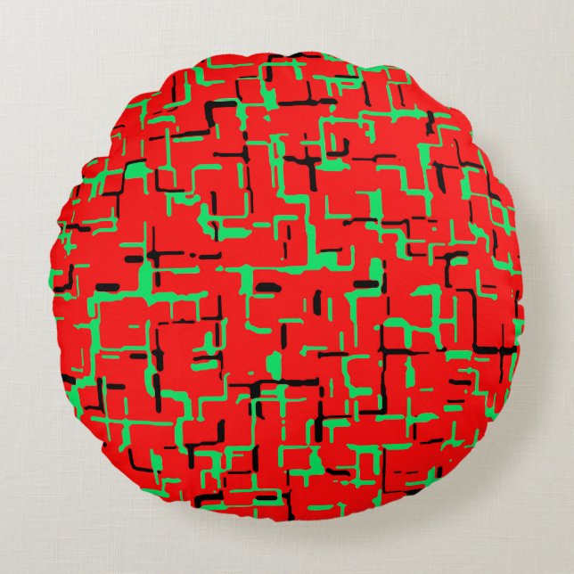 Cojín Redondo Negro verde rojo (Anverso)