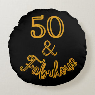 Cojín Redondo Negro y Dorado 50 y Fabuloso
