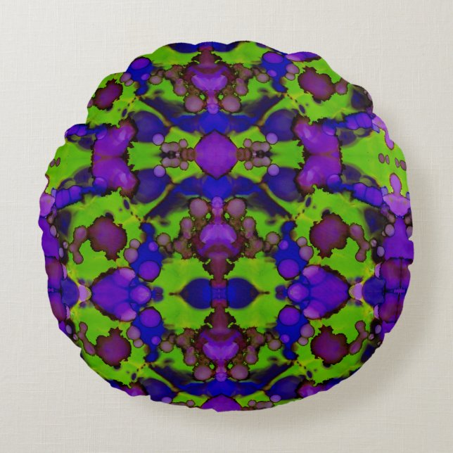 Cojín Redondo Neon Bloomstorm (Anverso)