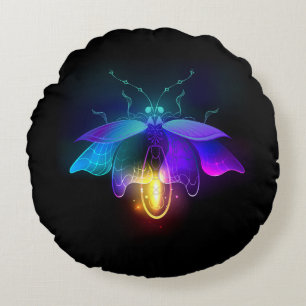 Cojín Redondo Neon Firefly en negro