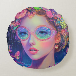 Cojín Redondo Neon Garden Goddess