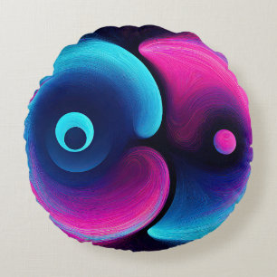 Cojín Redondo Neon Harmony: Una interpretación moderna de Yin Ya