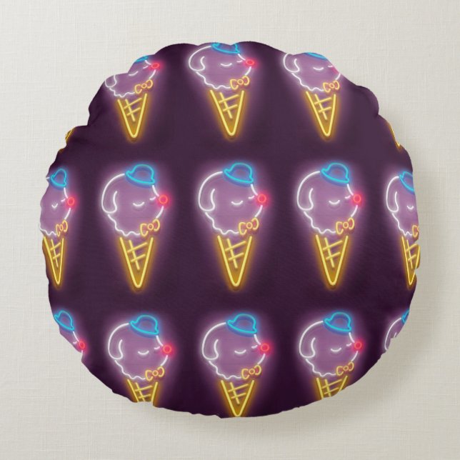 Cojín Redondo Neon Ice Cream Dog (Anverso)
