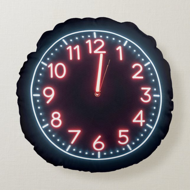 Cojín Redondo Neon Midnight Clock (Anverso)