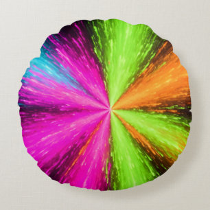 Cojín Redondo Neon Radial Burst Explosion