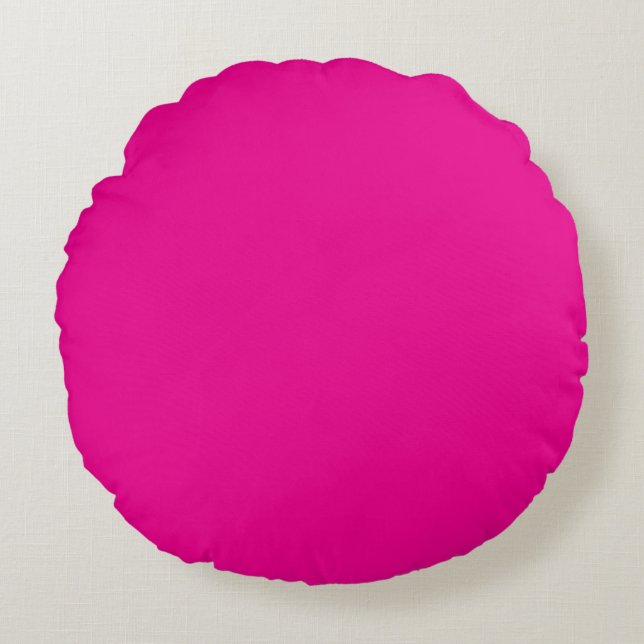Cojín Redondo Neón rosa caliente (Anverso)