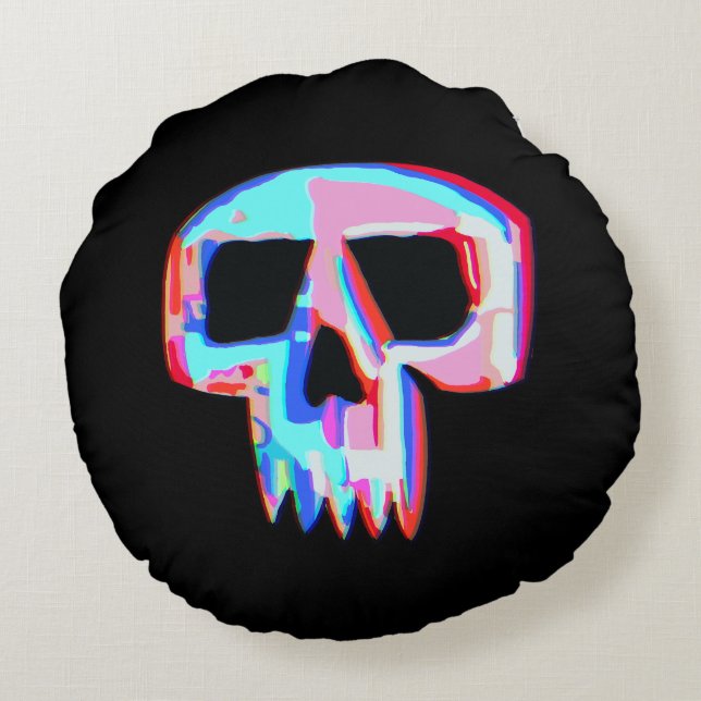 Cojín Redondo Neon Skull (Reverso)