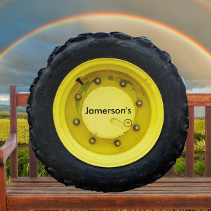 Cojín Redondo neumático de rueda del tractor con nombre persona