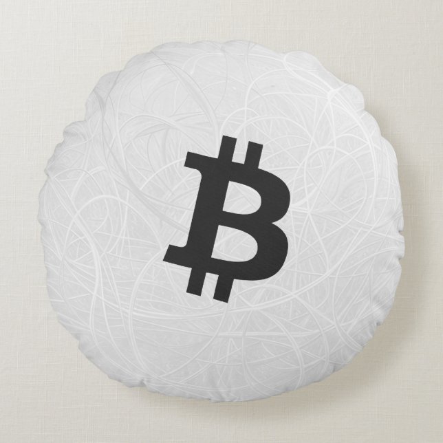 Cojín Redondo Neurona de Bitcoin Blanca (Anverso)